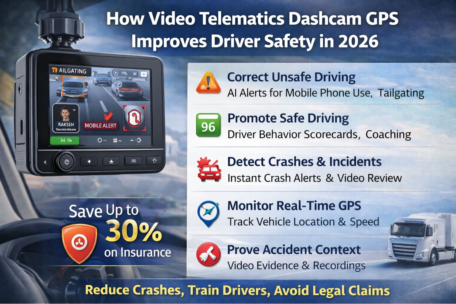 how does video telematics dashcam GPS improve driver safety