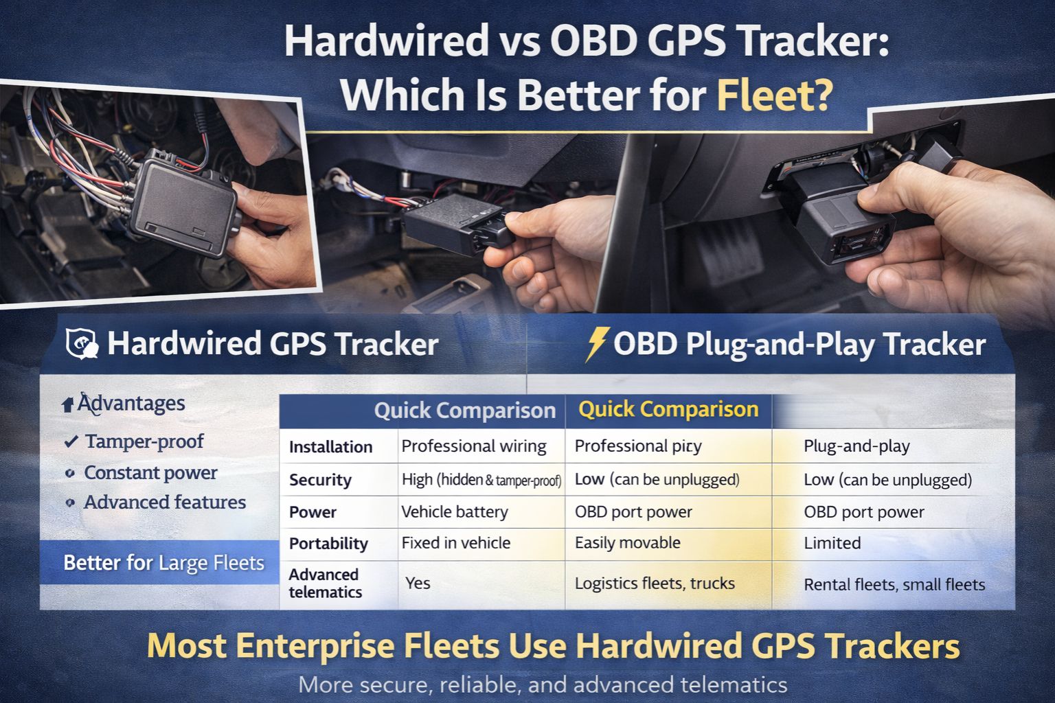 hardwired vs OBD GPS tracker which is better for fleet