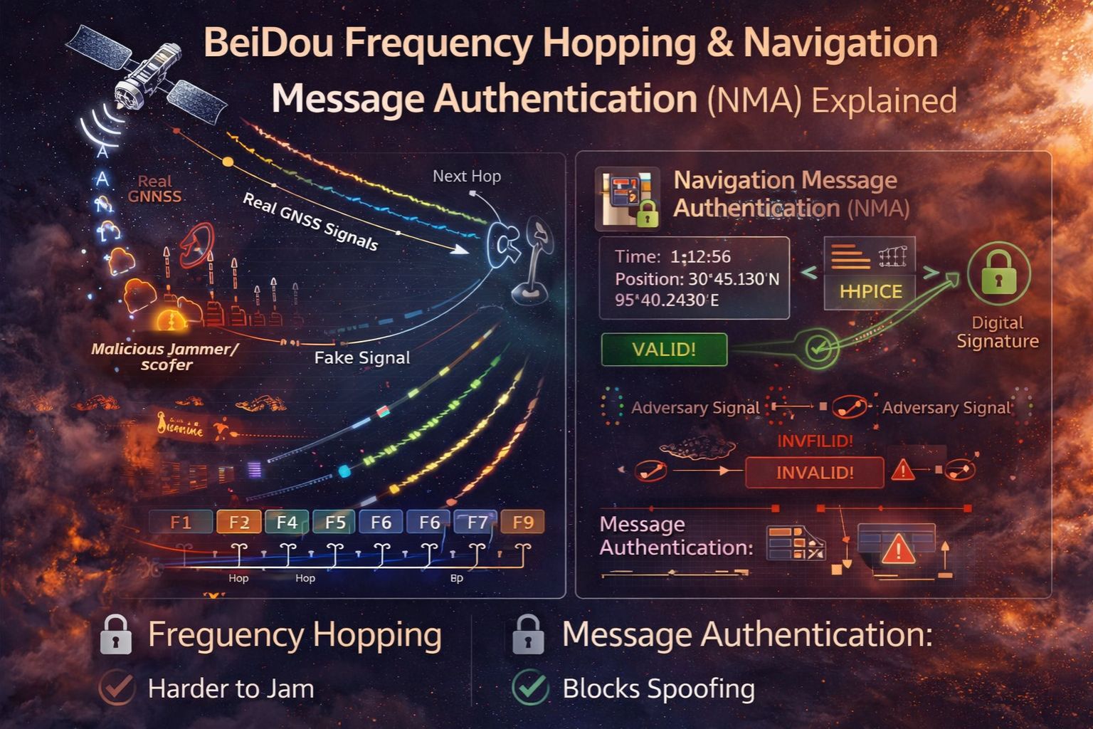 BeiDou frequency hopping navigation message authentication NMA explained
