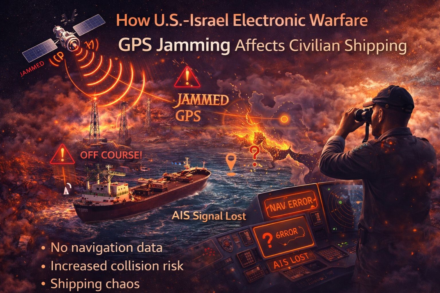 how US Israel electronic warfare GPS jamming affects civilian shipping