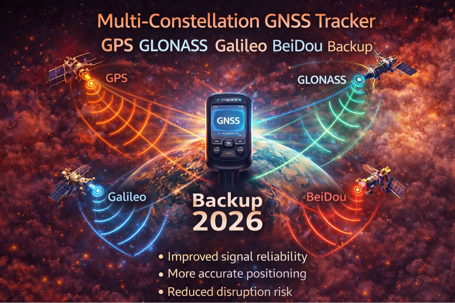multi constellation GNSS tracker GPS GLONASS Galileo BeiDou backup 2026