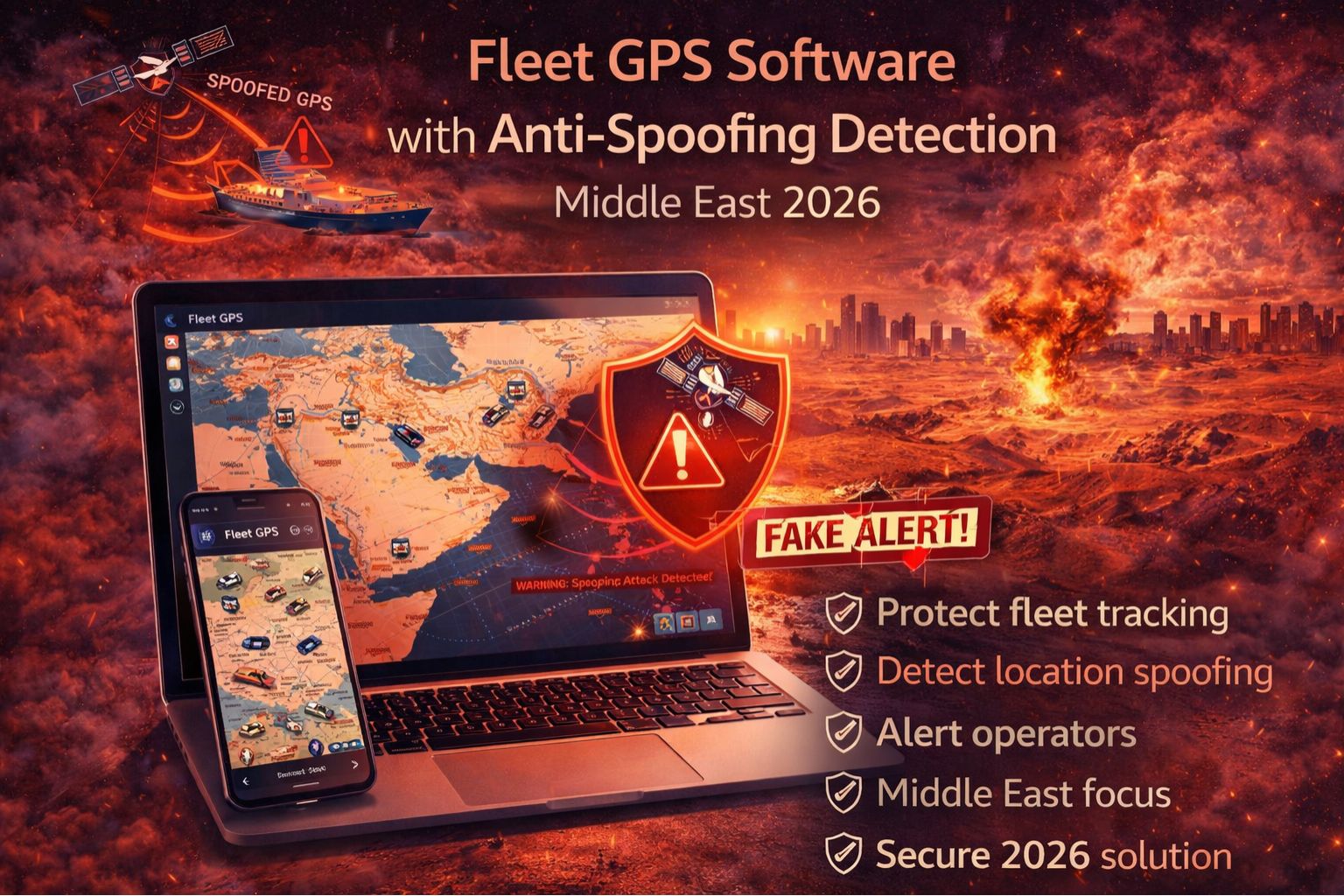 fleet GPS software with anti spoofing detection alert Middle East 2026