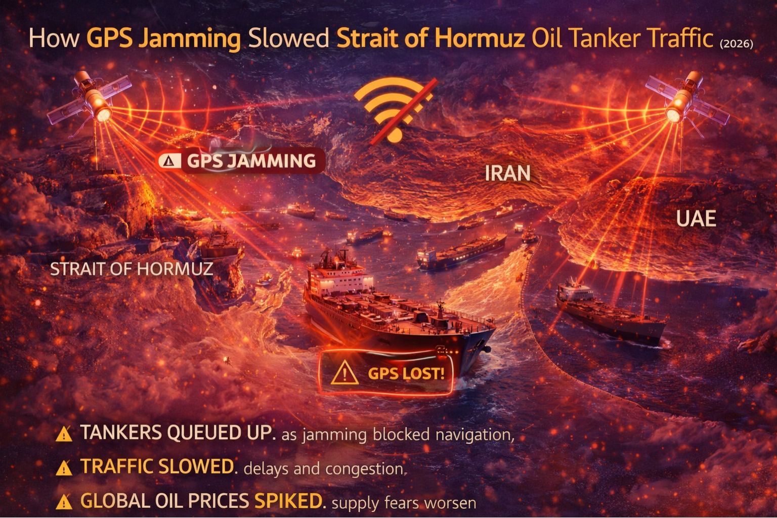 how GPS jamming slowed Strait of Hormuz oil tanker traffic 2026