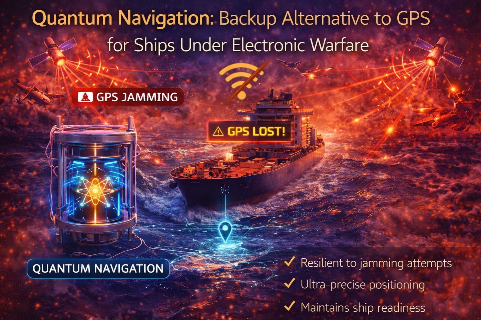 quantum navigation backup alternative GPS for ships under electronic warfare