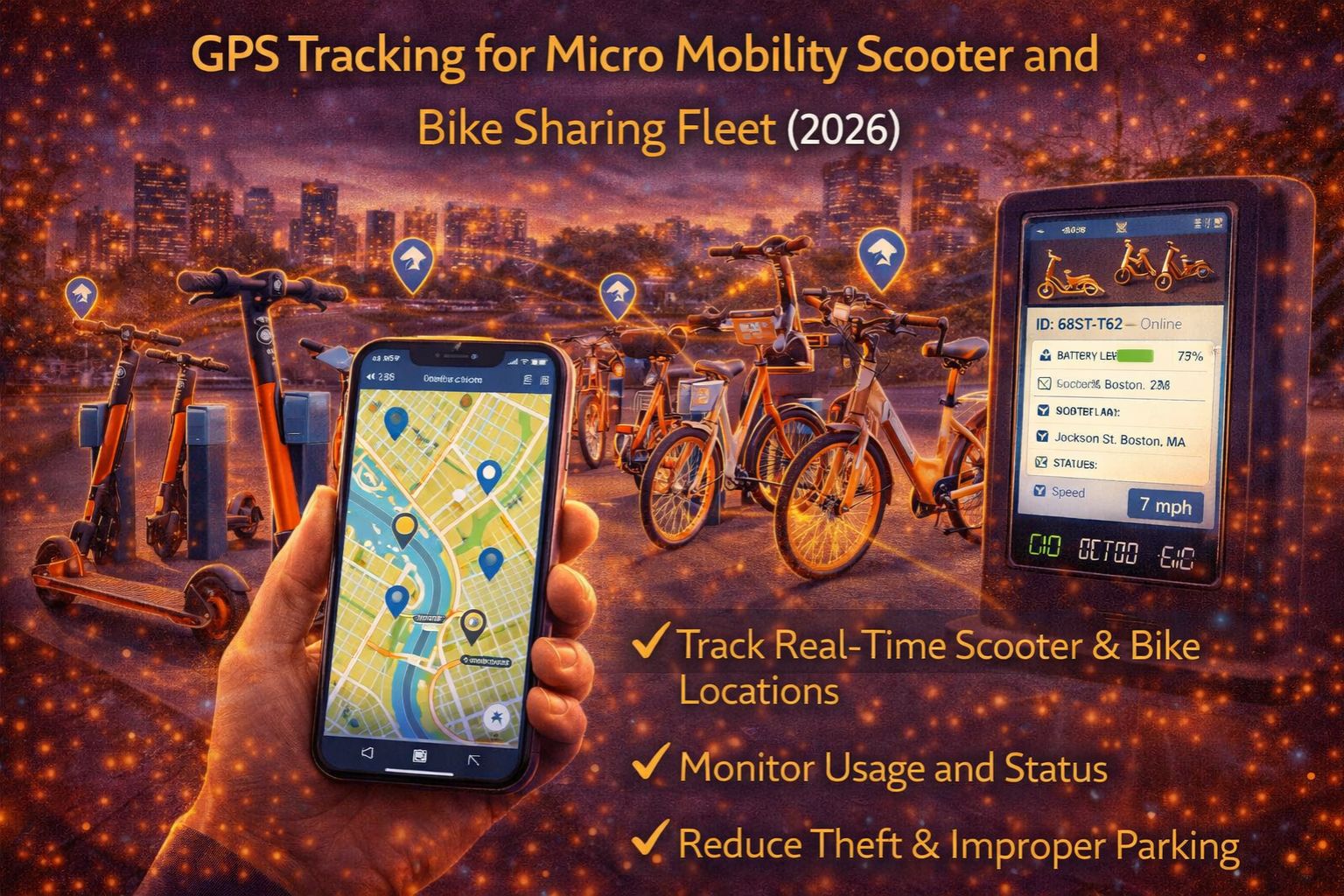 GPS tracking for micro mobility scooter and bike sharing fleet 2026
