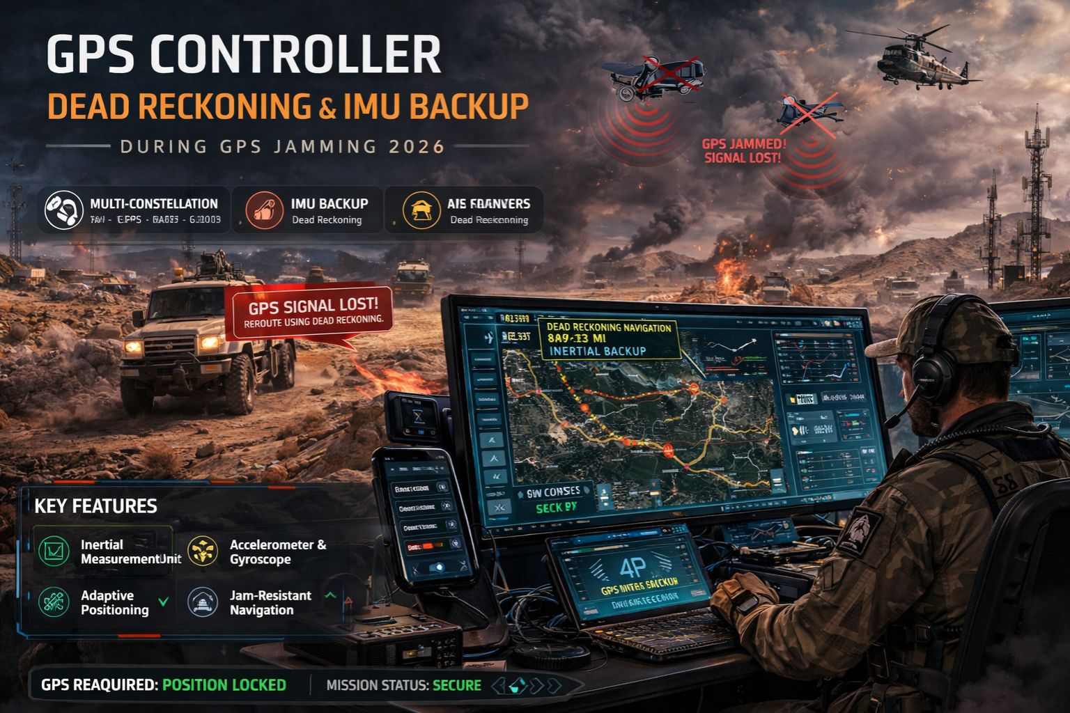 GPS Controller with dead reckoning IMU backup during GPS jamming 2026