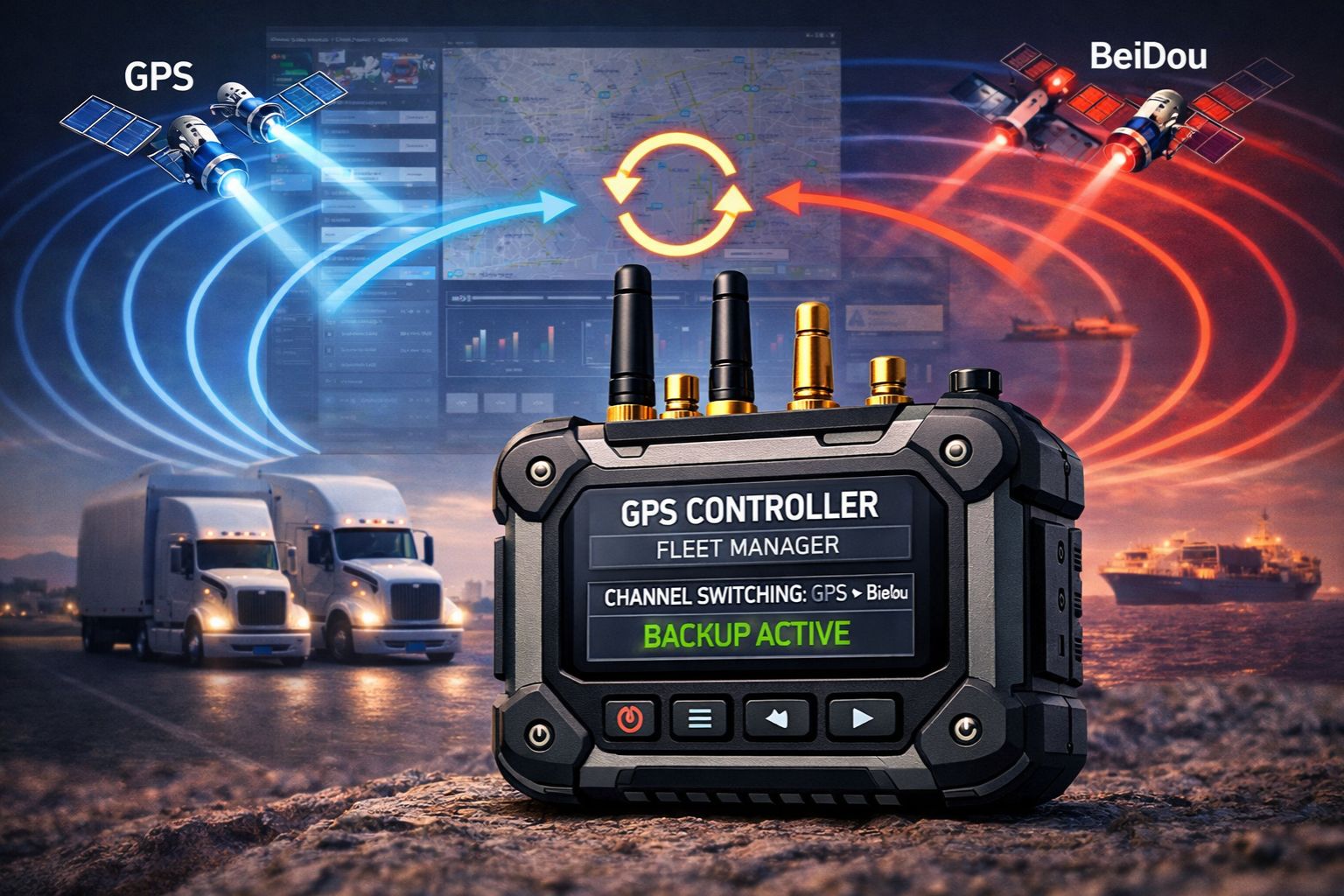 GPS Controller fleet software with BeiDou backup channel switching 2026