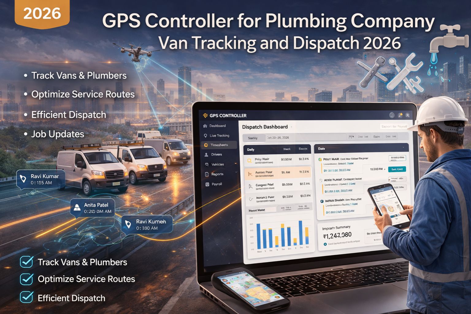 GPS Controller for plumbing company van tracking and dispatch 2026