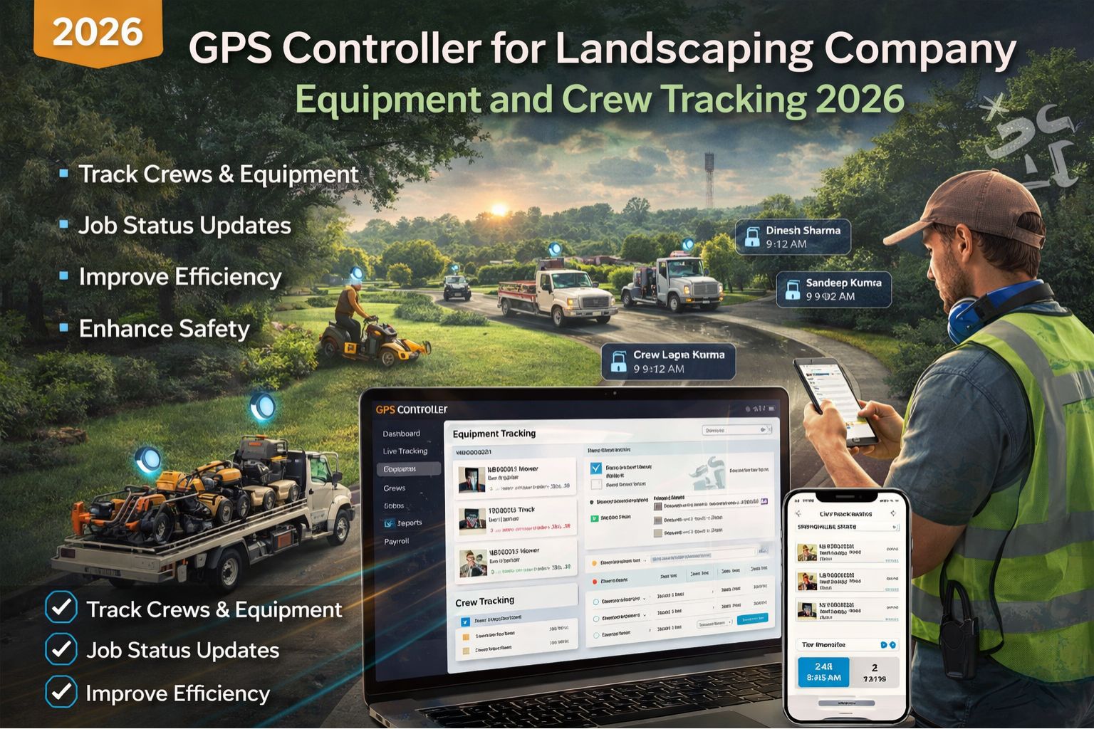 GPS Controller for landscaping company equipment and crew tracking 2026