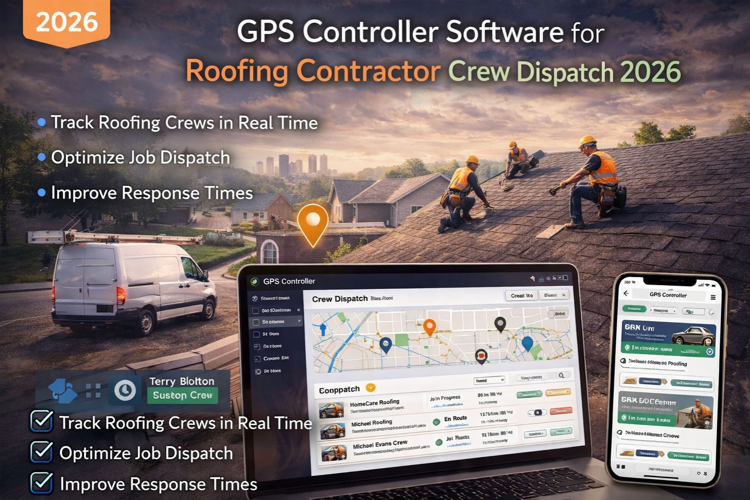 GPS Controller software for roofing contractor crew dispatch 2026