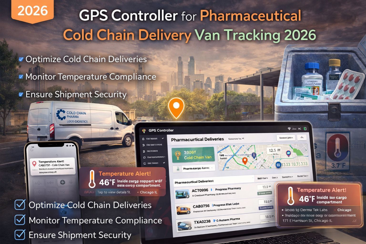 GPS Controller for pharmaceutical cold chain delivery van tracking 2026