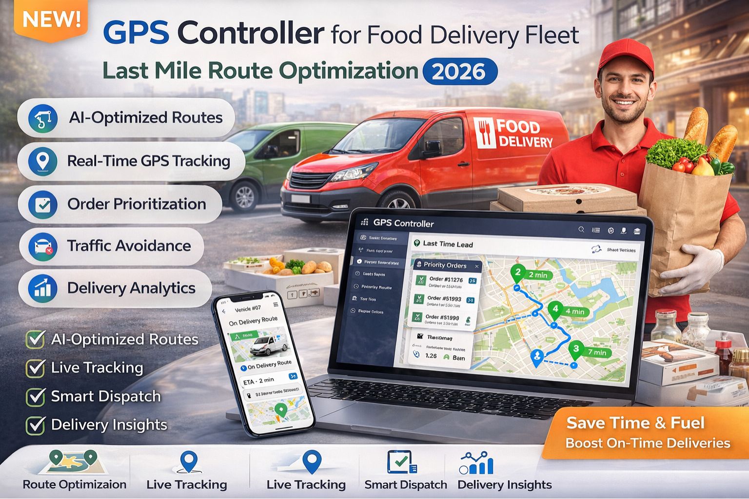 GPS Controller for food delivery fleet last mile route optimisation 2026