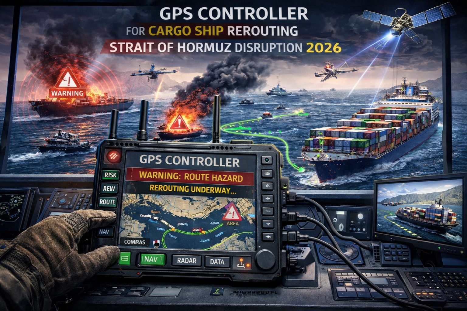 GPS Controller for cargo ships rerouting Strait of Hormuz disruption 2026