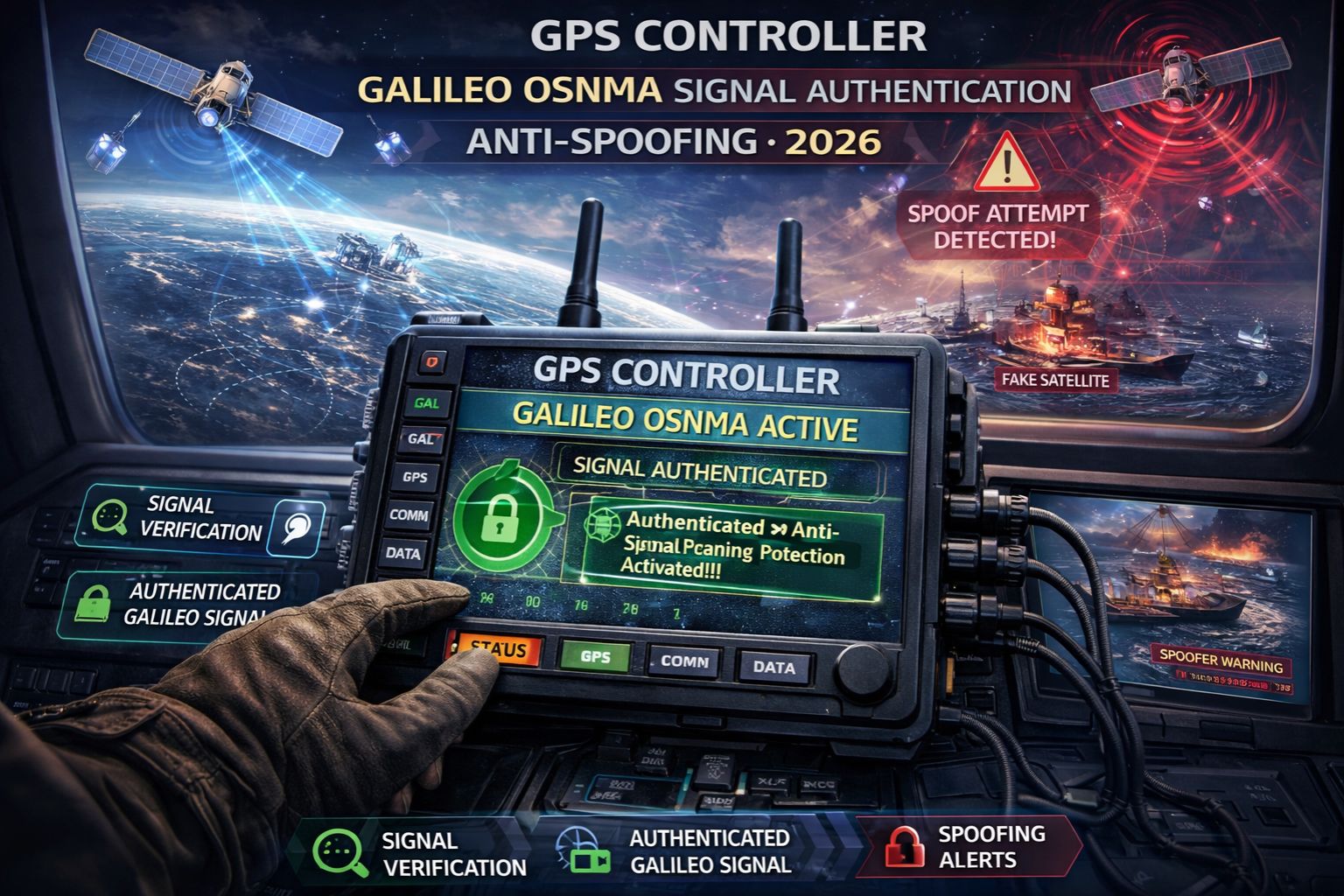 GPS Controller Galileo OSNMA signal authentication anti spoofing 2026