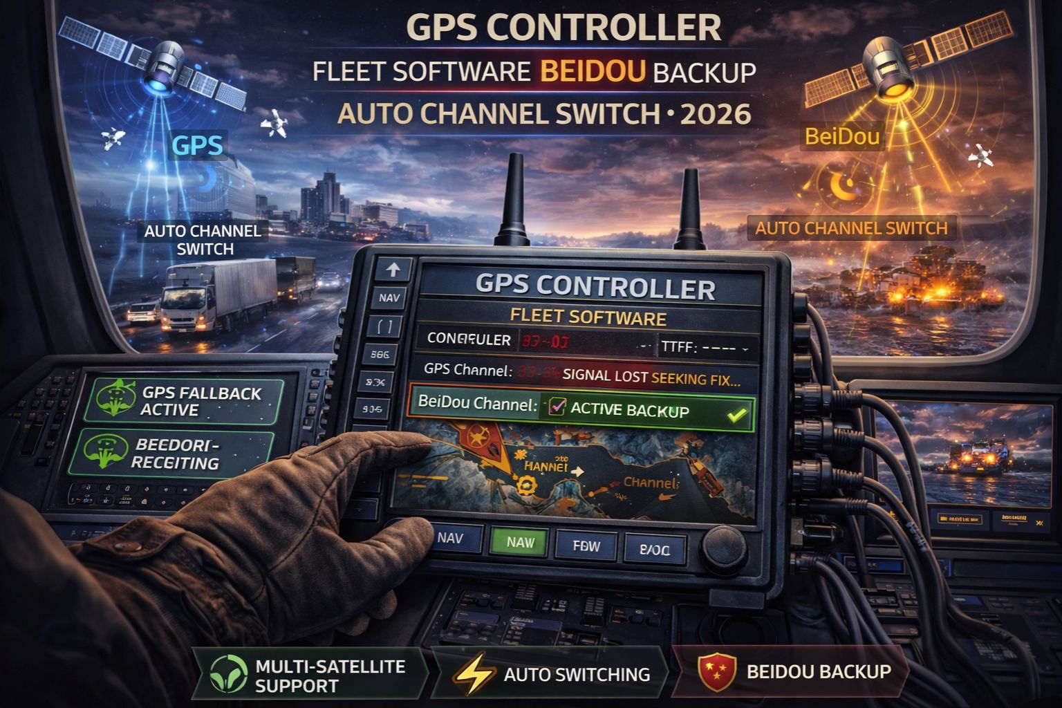 GPS Controller fleet software BeiDou backup auto channel switch 2026