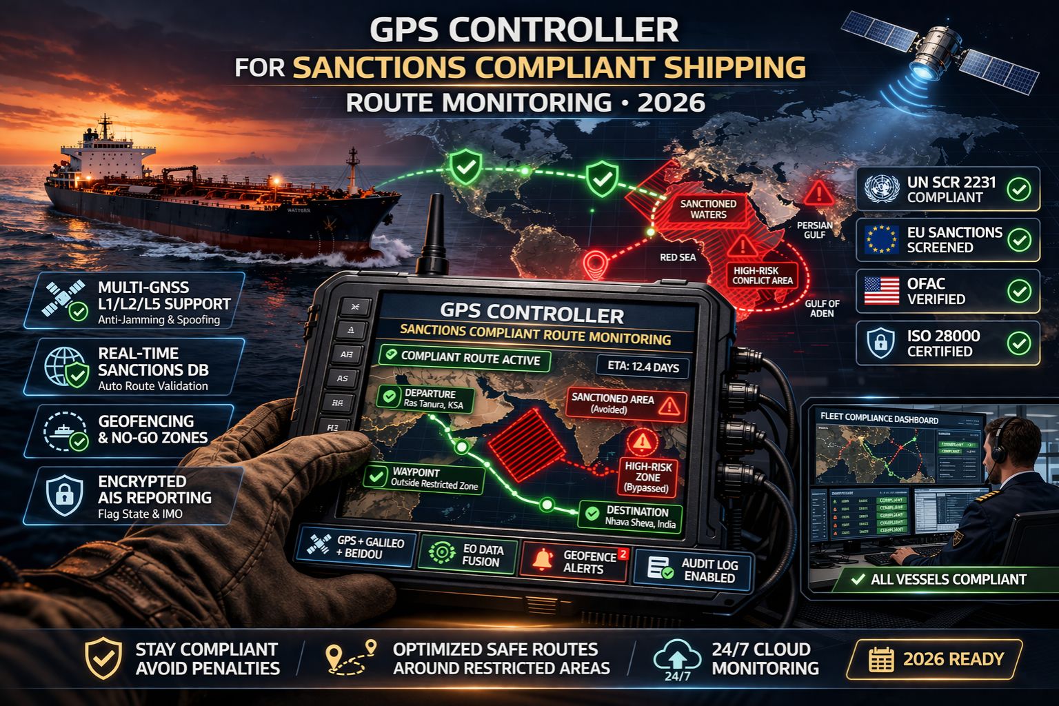 GPS Controller for sanctions compliant shipping route monitoring 2026