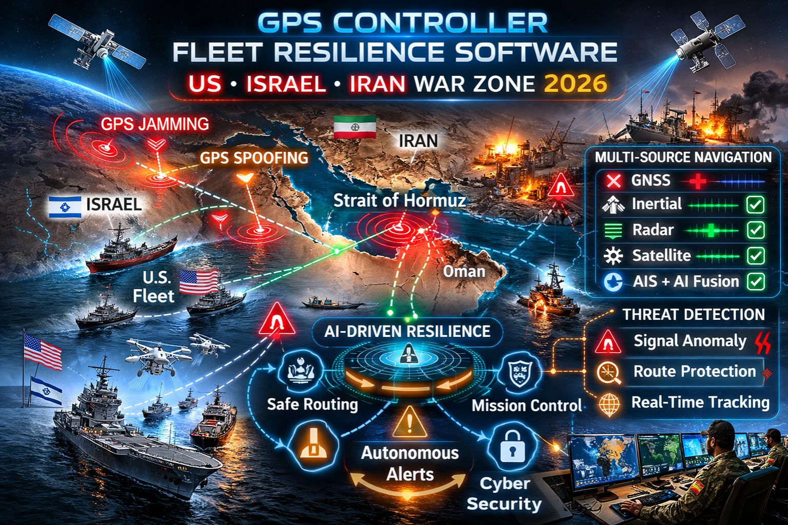 GPS Controller fleet resilience software US Israel Iran war zone 2026
