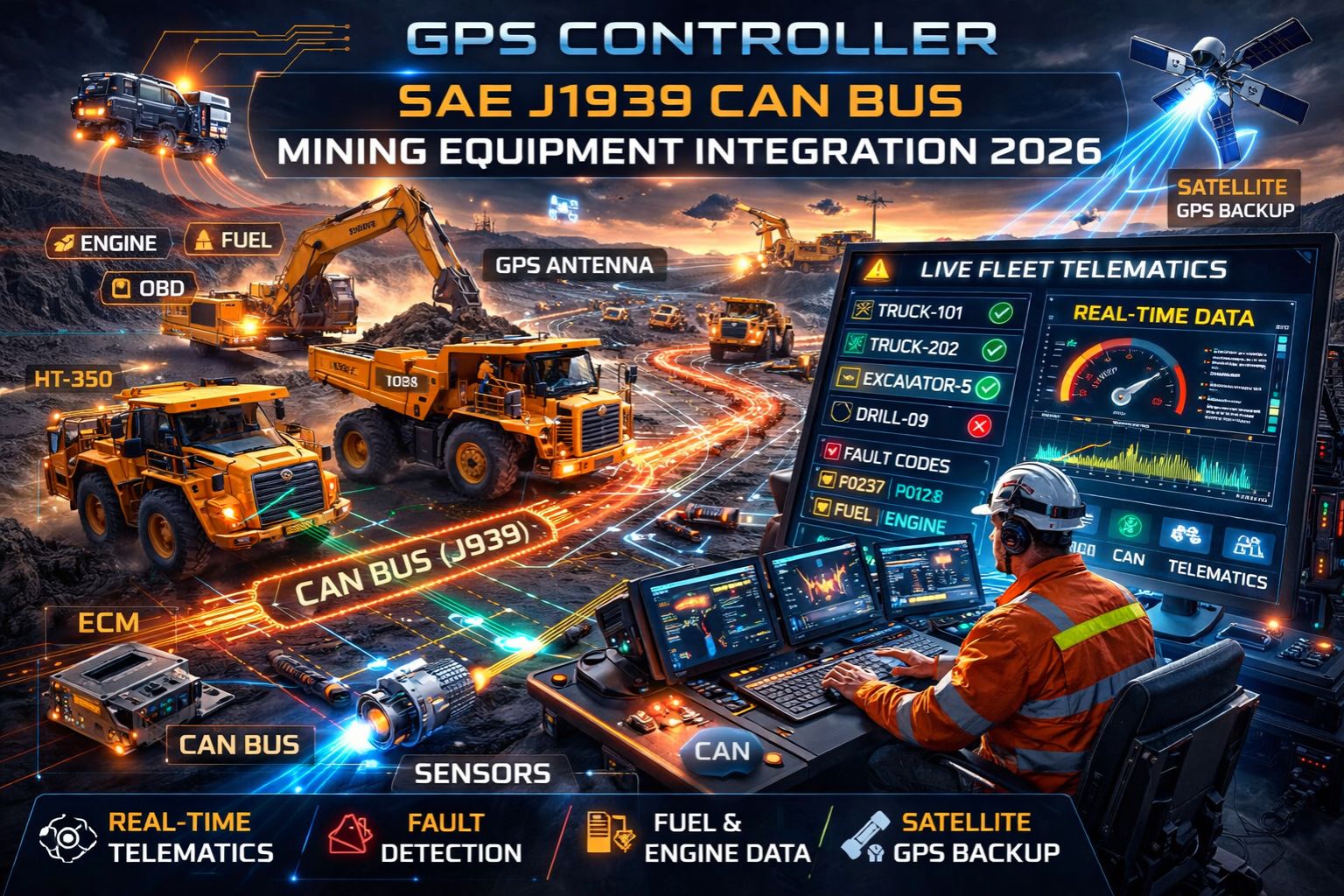 GPS Controller SAE J1939 CAN bus mining equipment integration 2026
