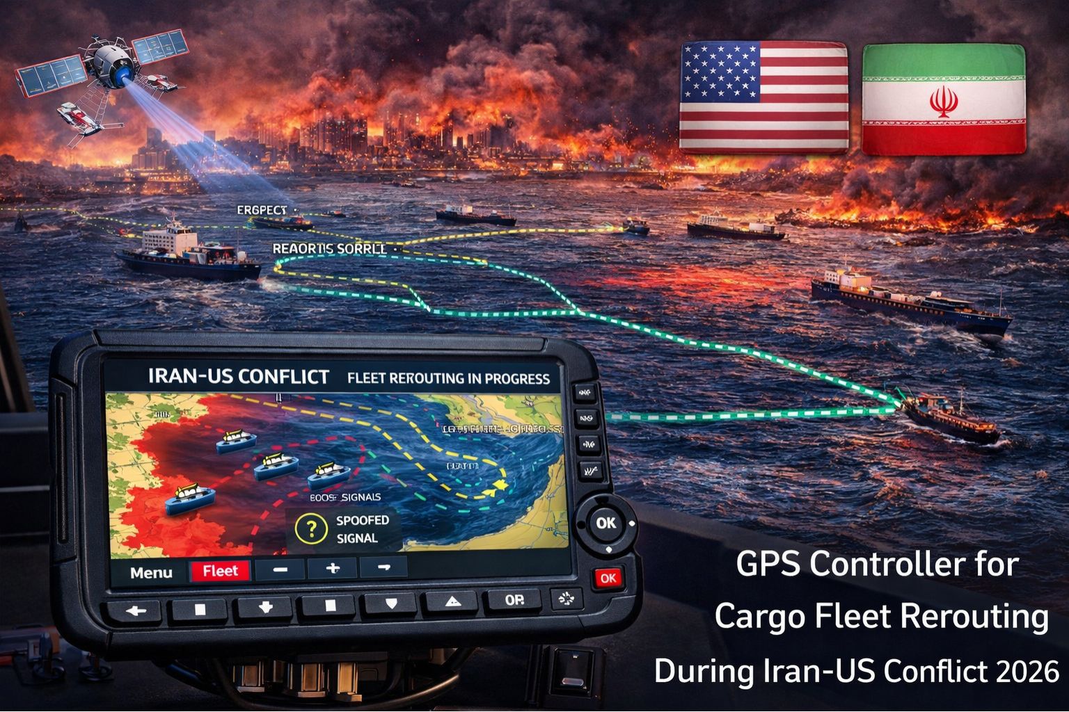 GPS Controller for cargo fleet rerouting during Iran US conflict 2026