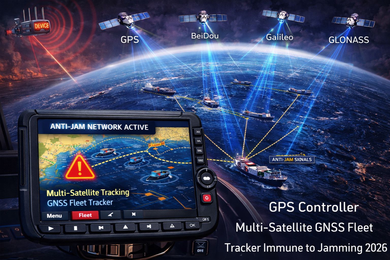 GPS Controller multi satellite GNSS fleet tracker immune to jamming 2026