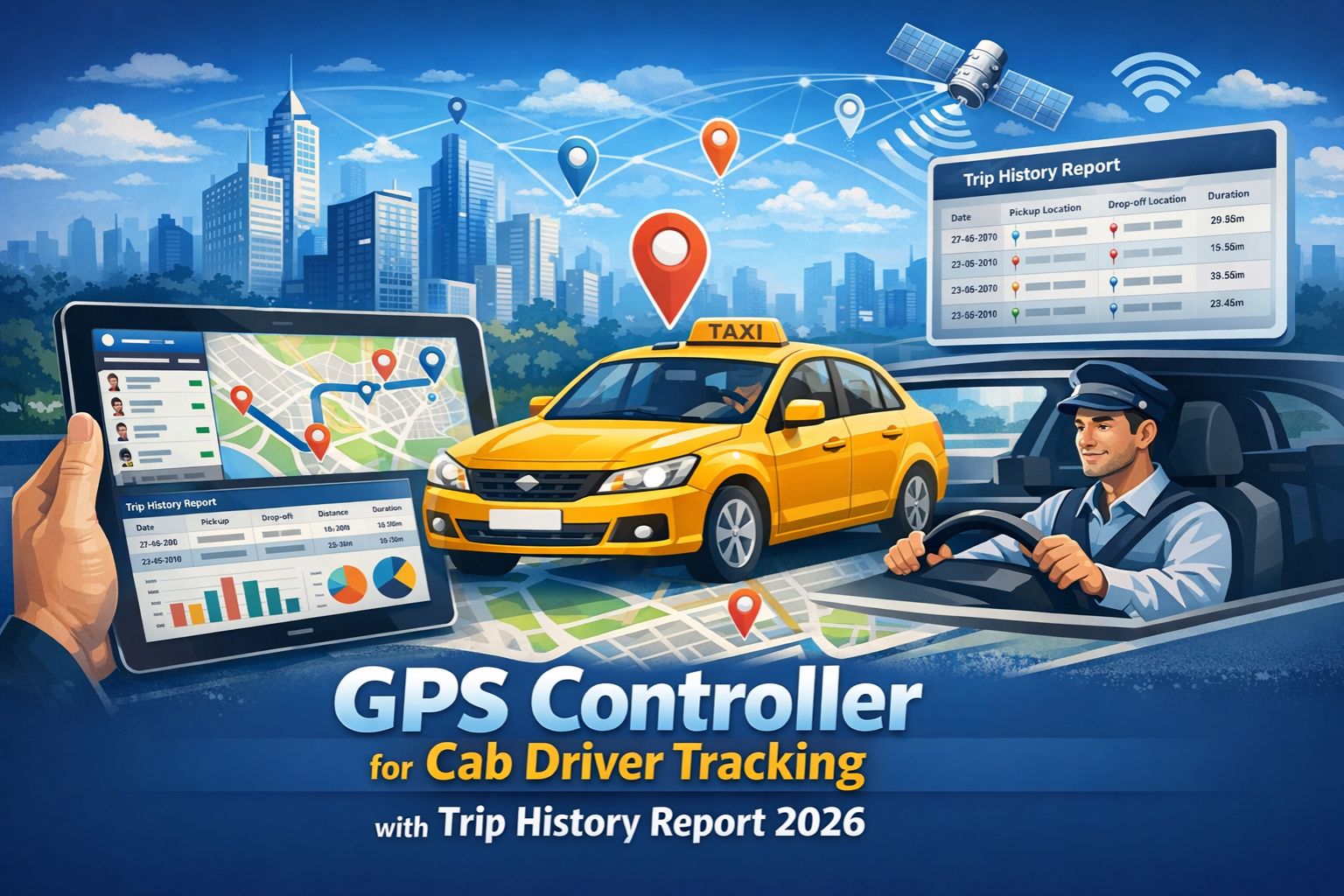GPS Controller for cab driver tracking with trip history report 2026