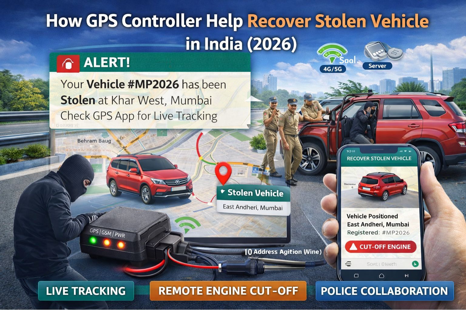 how does GPS Controller help recover stolen vehicle in India 2026