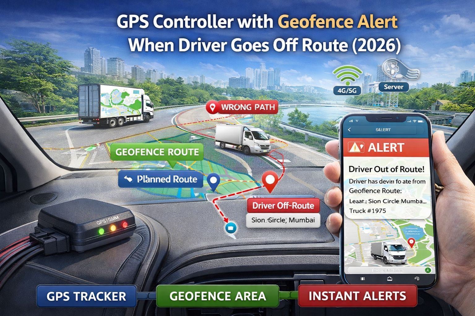 GPS Controller with geofence alert when driver goes off route 2026