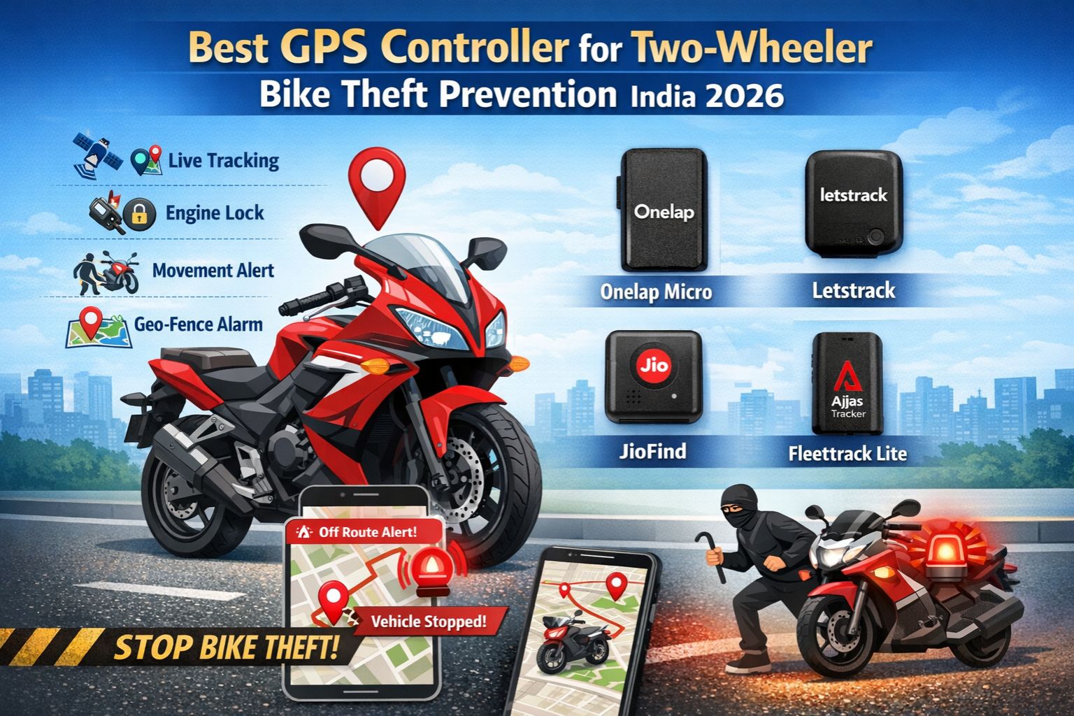 best GPS Controller for two wheeler bike theft prevention India 2026