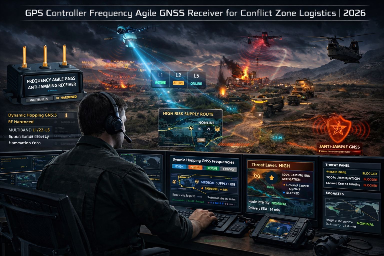 GPS Controller frequency agile GNSS receiver for conflict zone logistics 2026