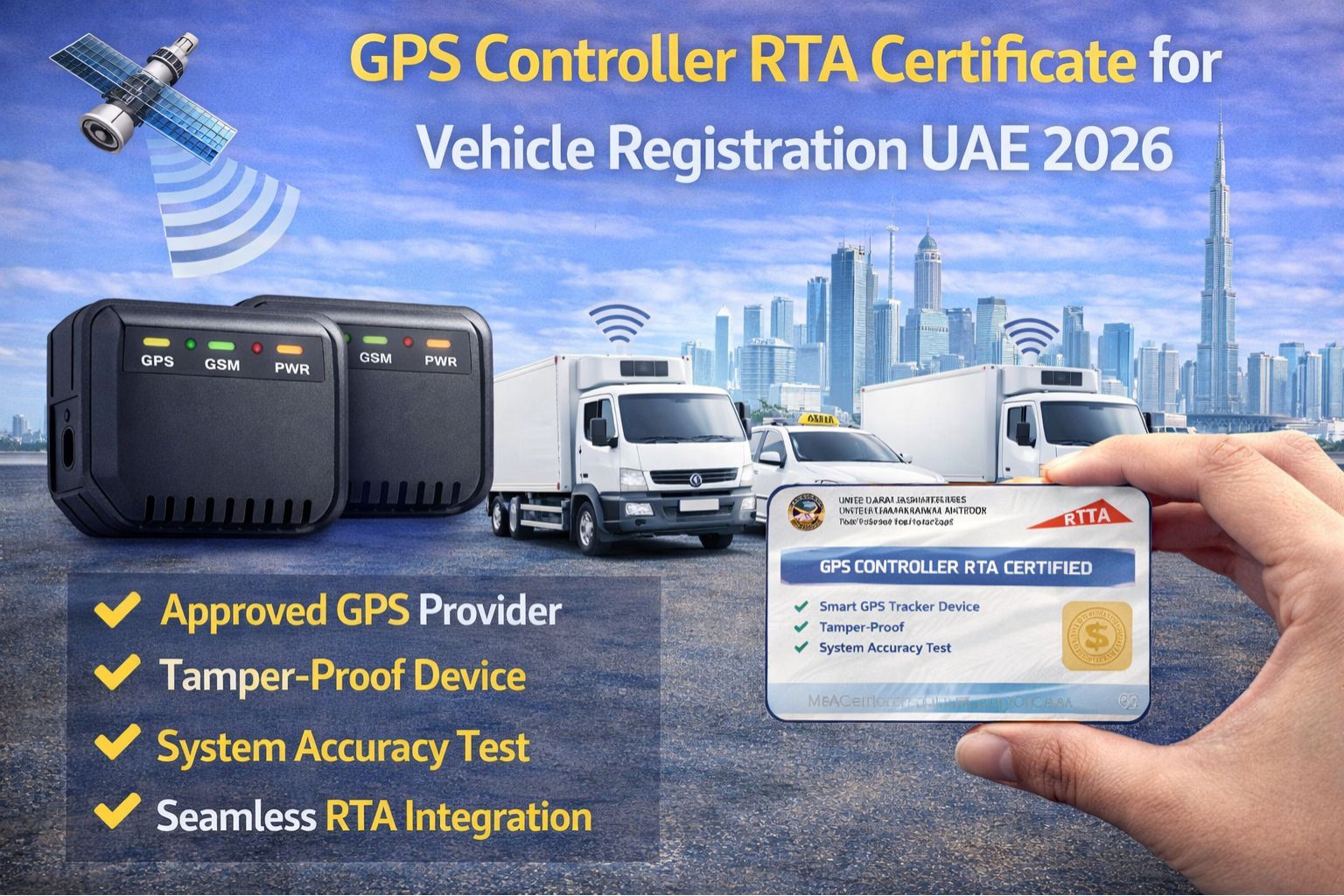 GPS Controller RTA certificate for vehicle registration UAE 2026