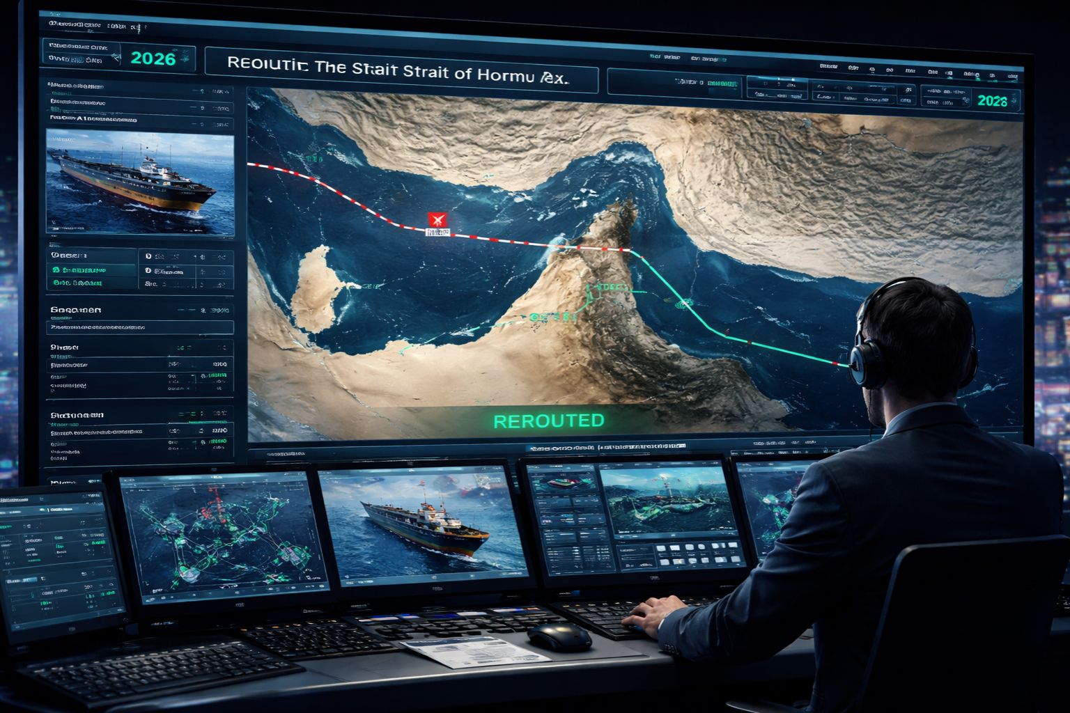 GPS Controller for cargo vessel rerouting Strait of Hormuz 2026