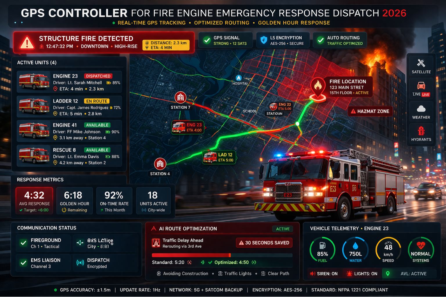 GPS Controller for fire engine emergency response dispatch 2026