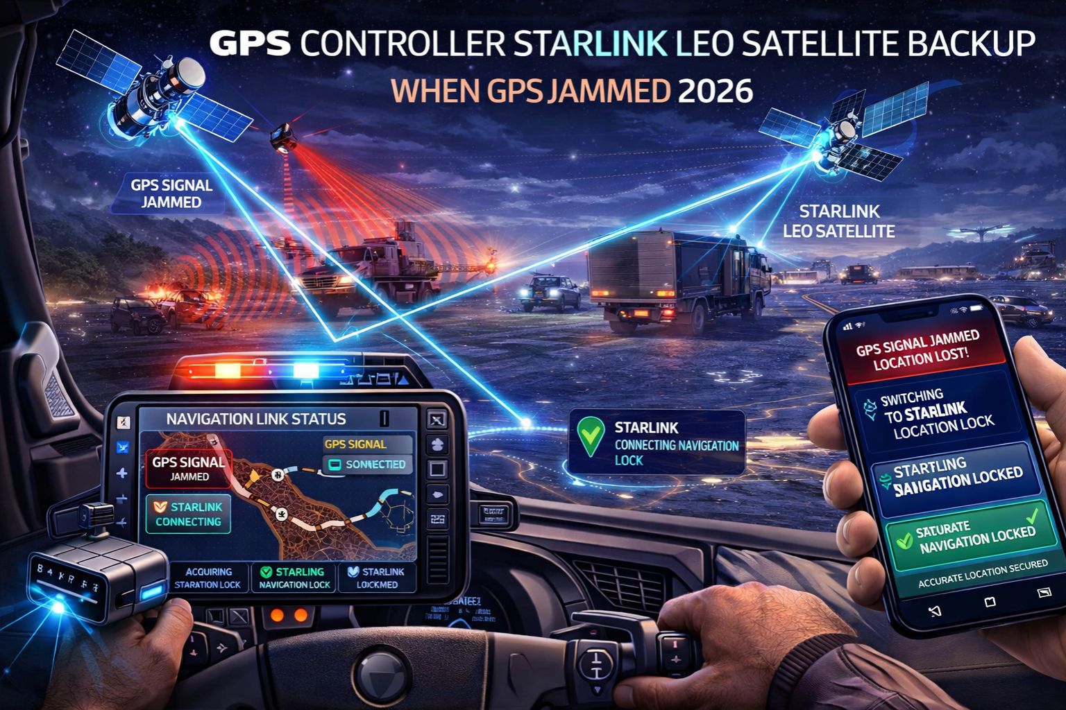GPS Controller Starlink LEO satellite backup when GPS jammed 2026