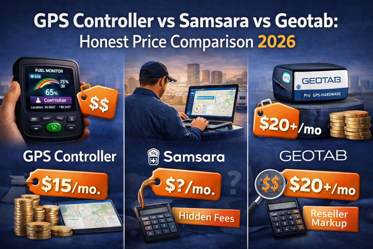 GPS Controller vs Samsara vs Geotab: Honest Price Comparison 2026