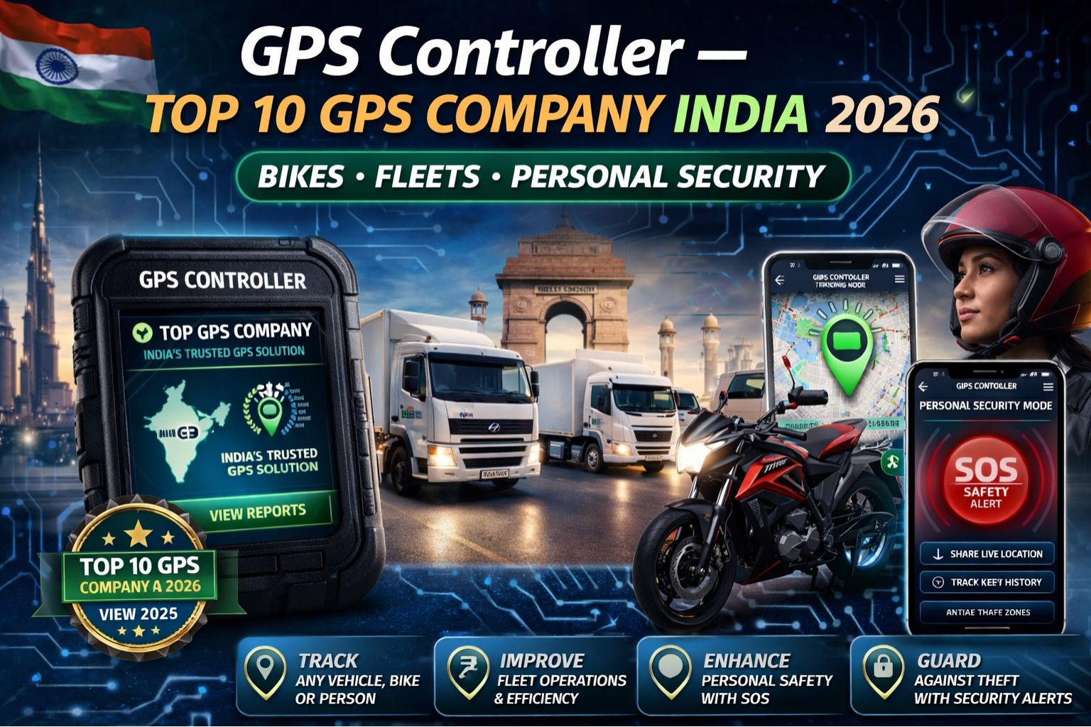 GPS Controller — Top 10 GPS Company India 2026 | Bikes Fleets Personal Security