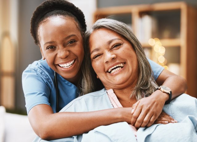 Caregiver supporting an older adult