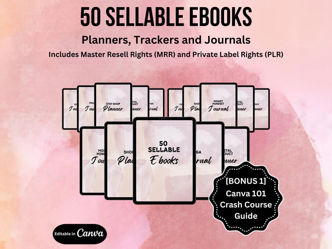 50+ Editable PLR Ebooks, Journals & Trackers Bundle