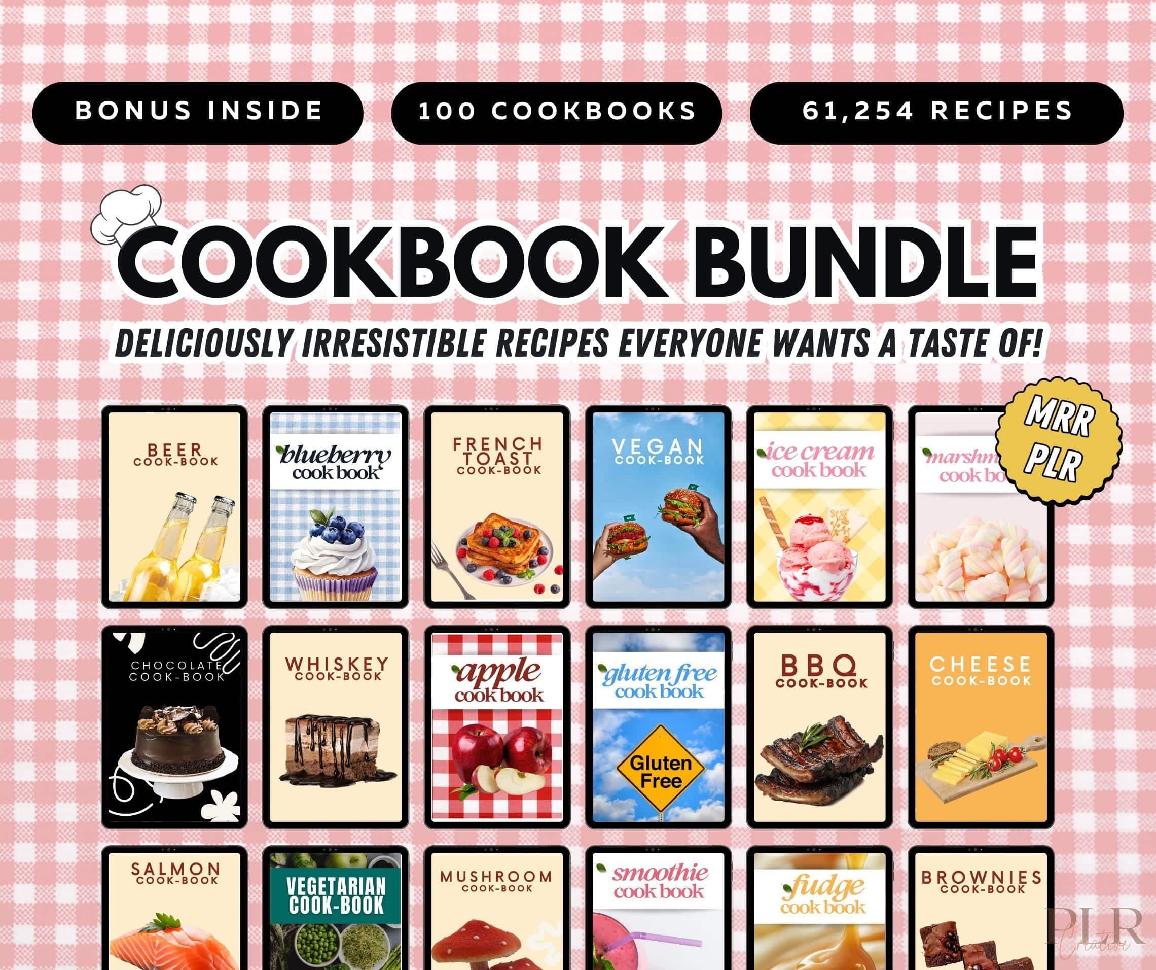 100+ PLR Cookbooks Bundle: Digital Recipe Books with MRR
