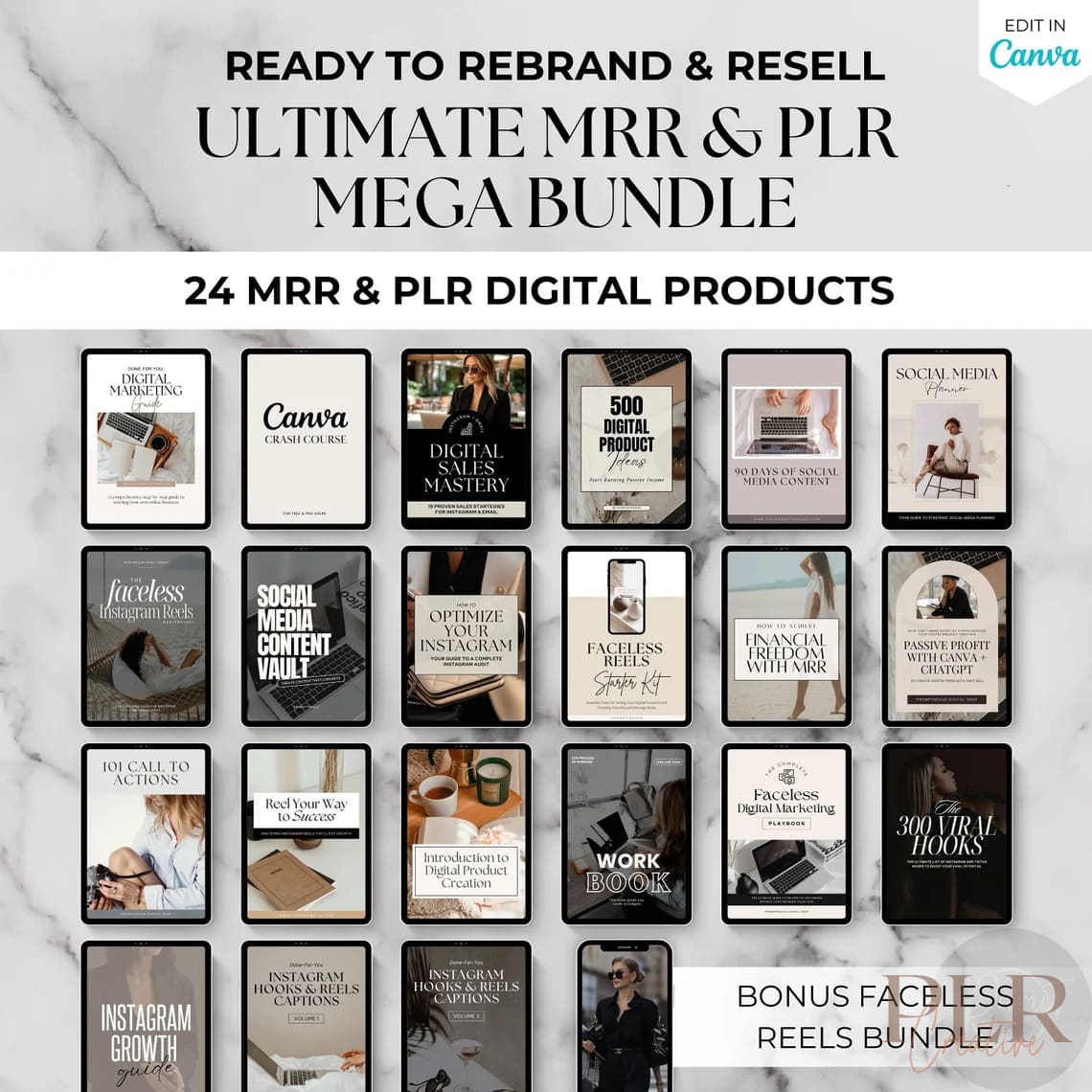 Ultimate MRR & PLR Bundle: 24 eBooks & 2600+ Bonus Reels