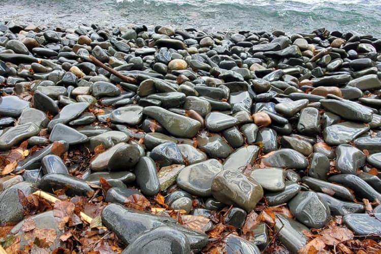 Close up of rocks on Cobble Beach