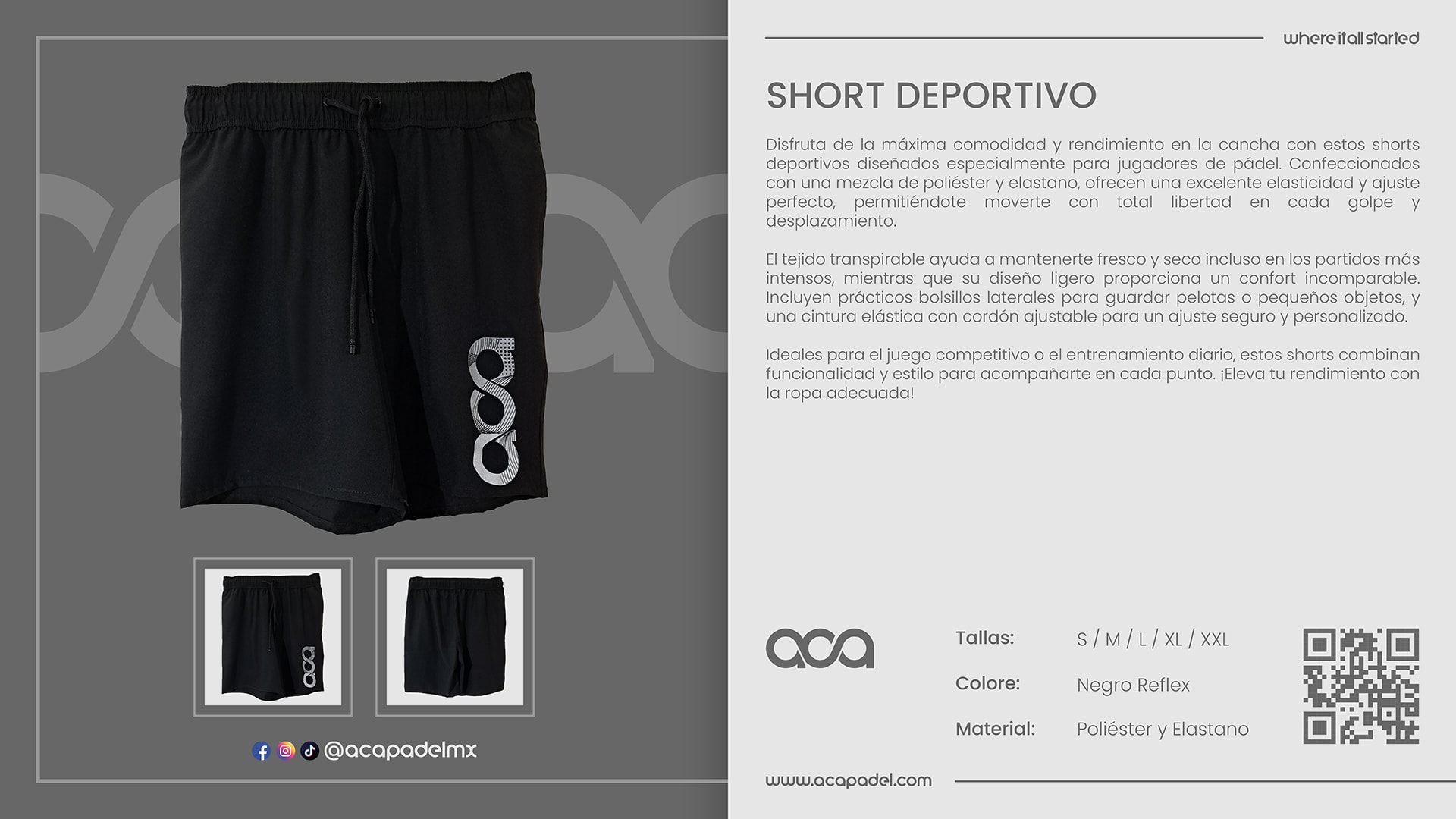 Descripción de SHORT NEGRO REFLEX