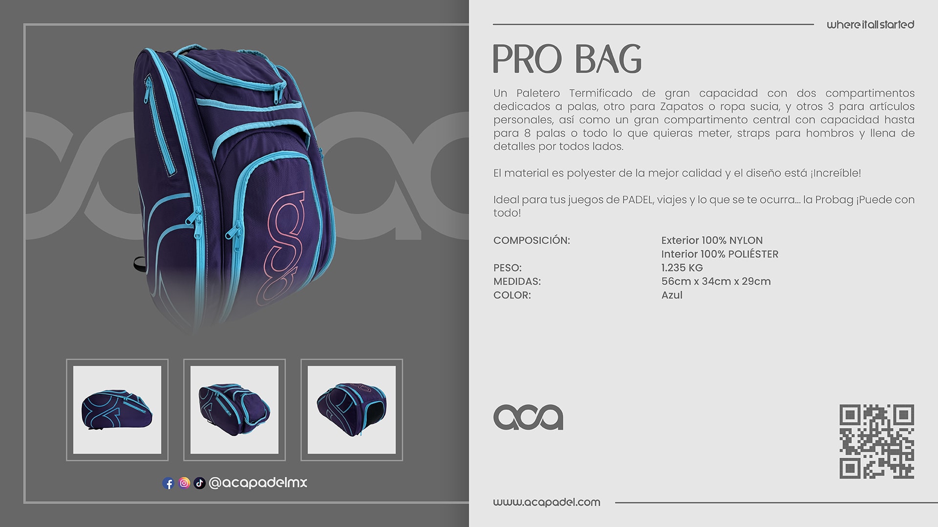 Descripción de PRO BAG AZUL