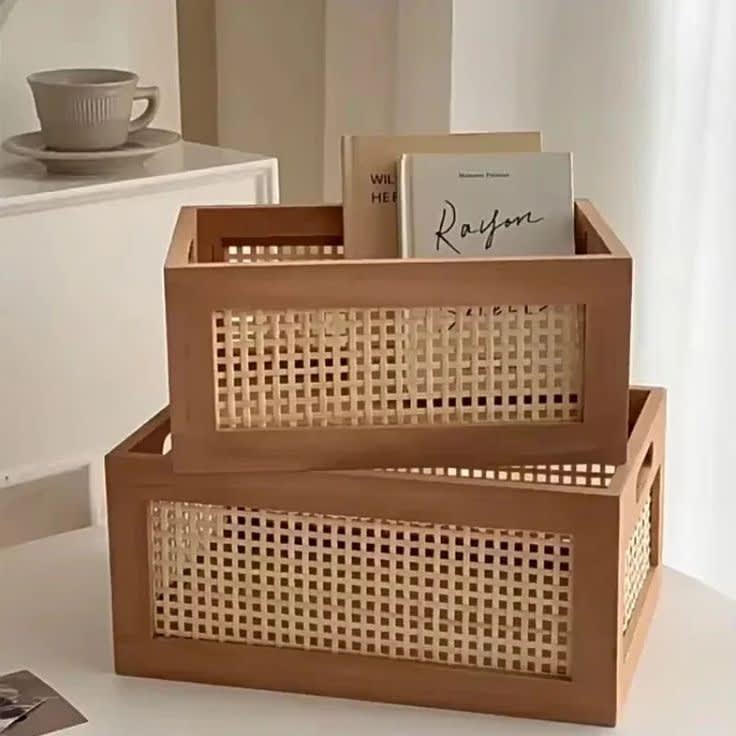 Mauno’s Decor Hand-Woven Rattan Storage Baskets – Artisanal Natural Fiber Organizers for Home & Office