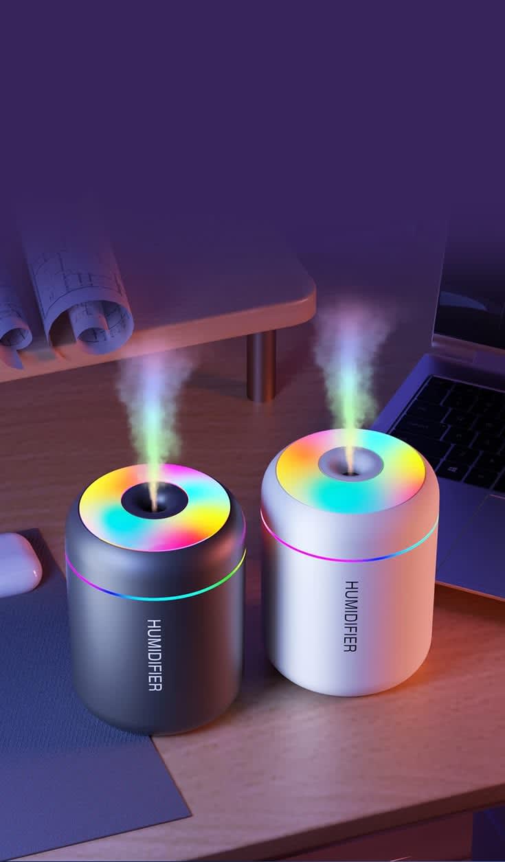 180ML Mini Air Humidifier & USB Electric Aroma Diffuser | Cool Mist Maker with RGB LED Night Lights for Car, Home, & Office