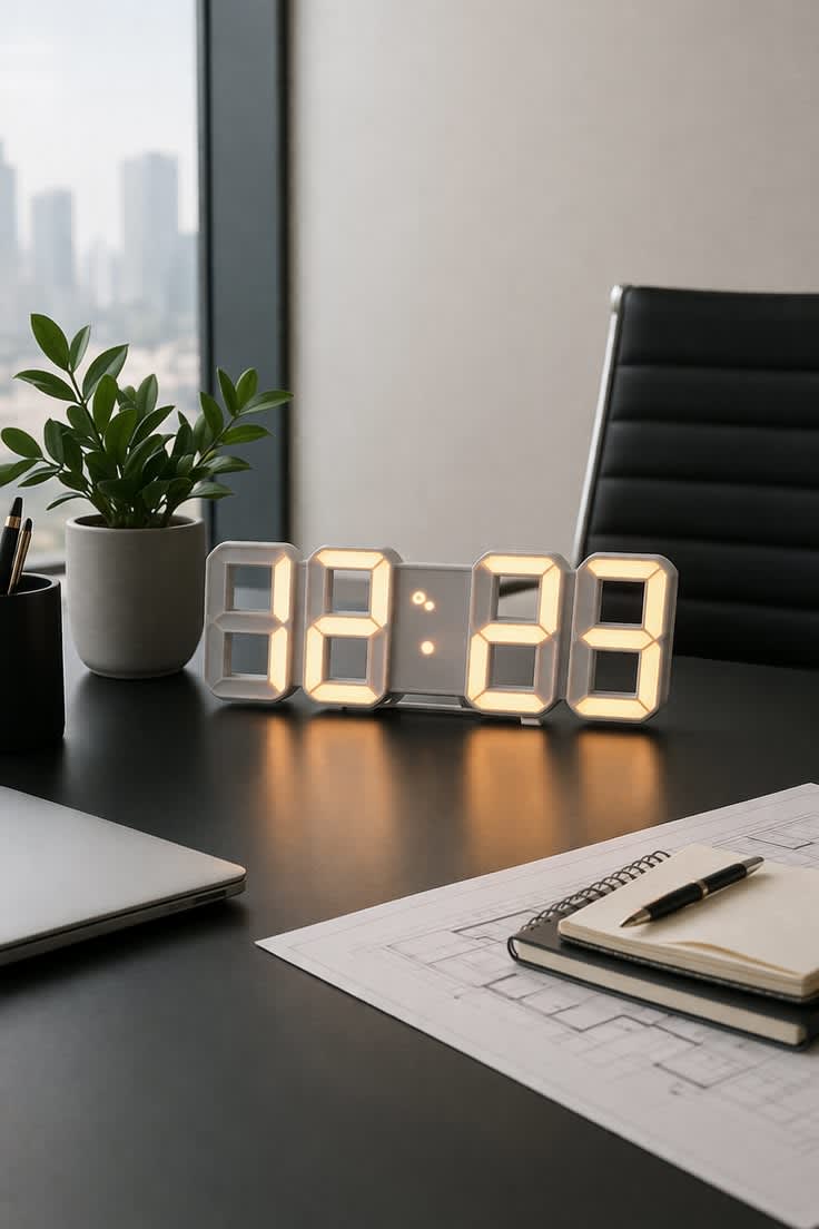 3D LED Digital Clock Wall & Desktop – Modern Electronic Alarm Clock with Date, Temperature, Smart Auto-Dimming Night Mode, 3 Alarm Settings, USB Powered Home & Office Decor