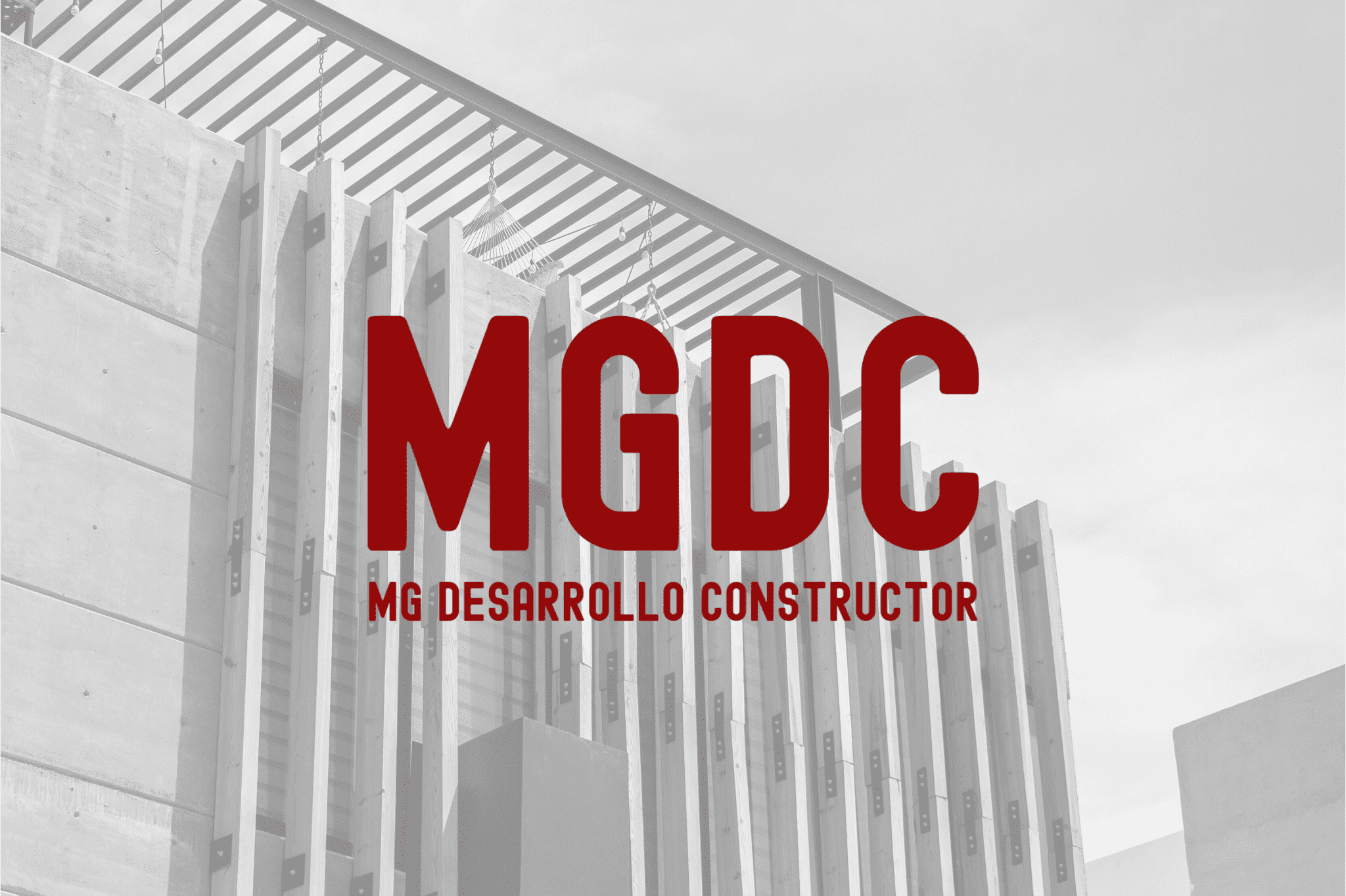 Logo de la firma con fondo de uno de sus proyectos.