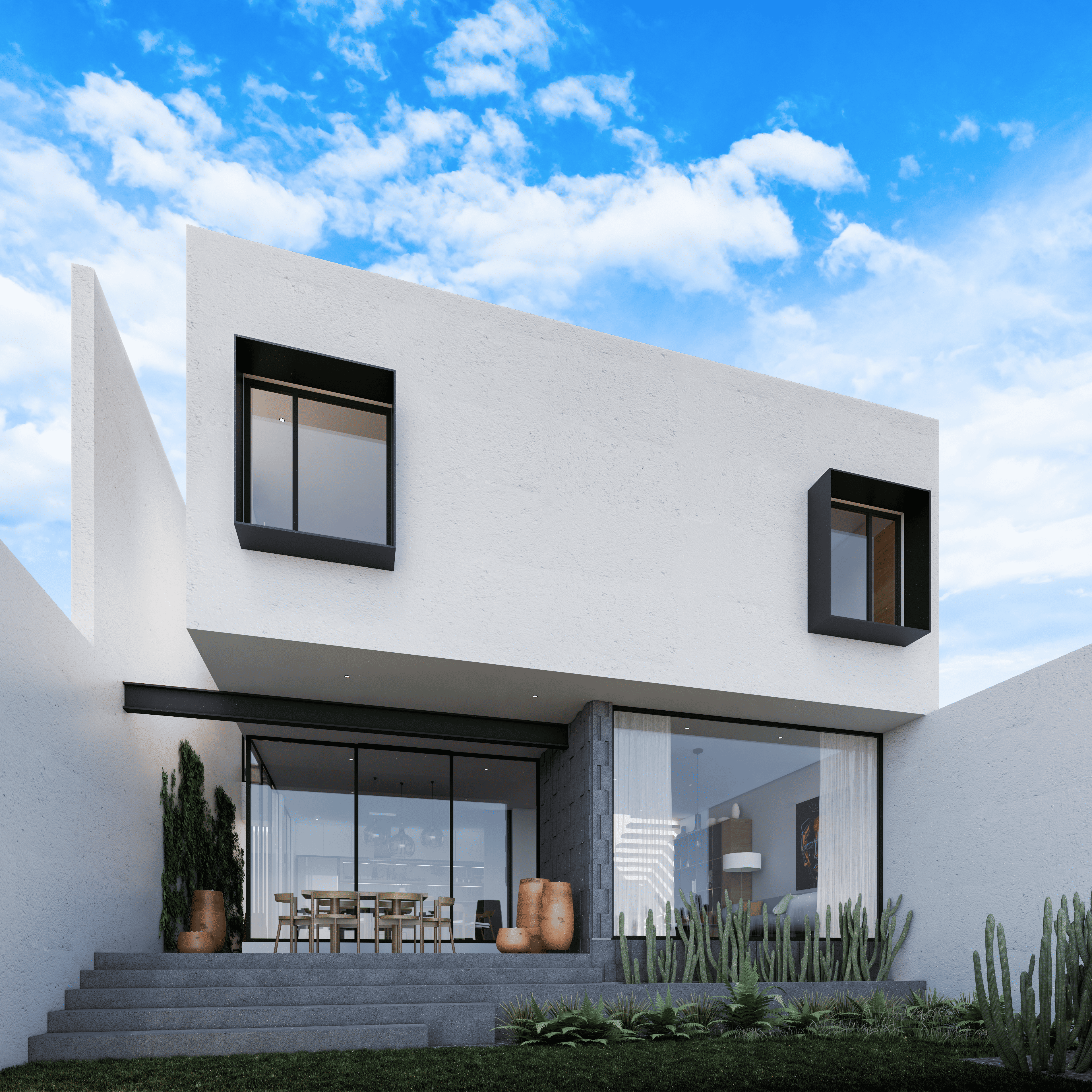 Fachada posterior en residencia de lujo en Monterra San Luis Potosí