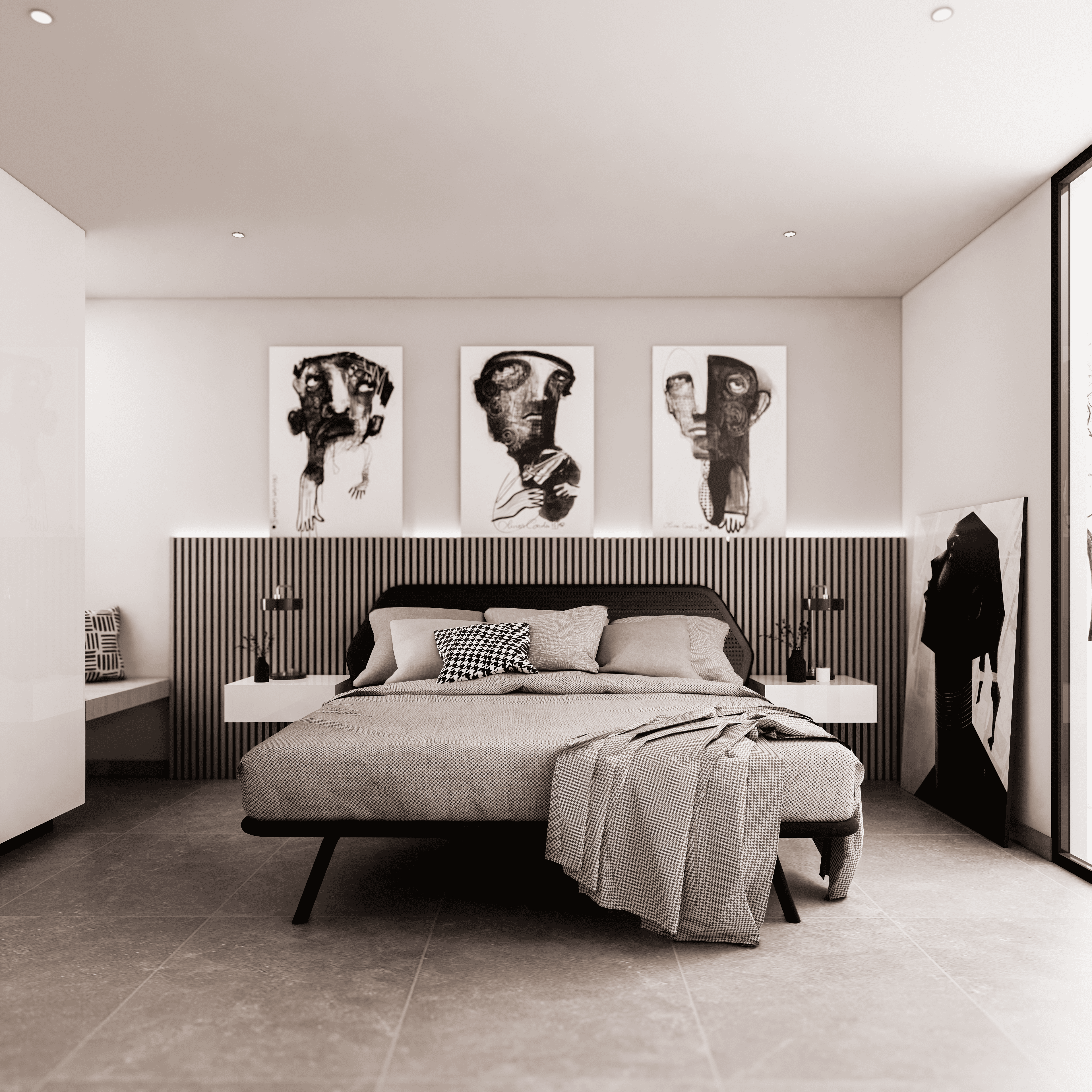 Recámara principal moderna y acogedora