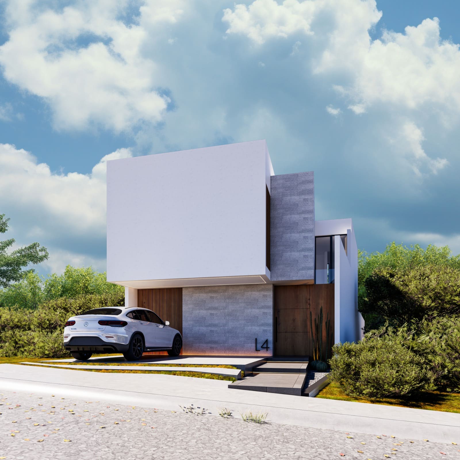 Fachada principal moderna en residencia