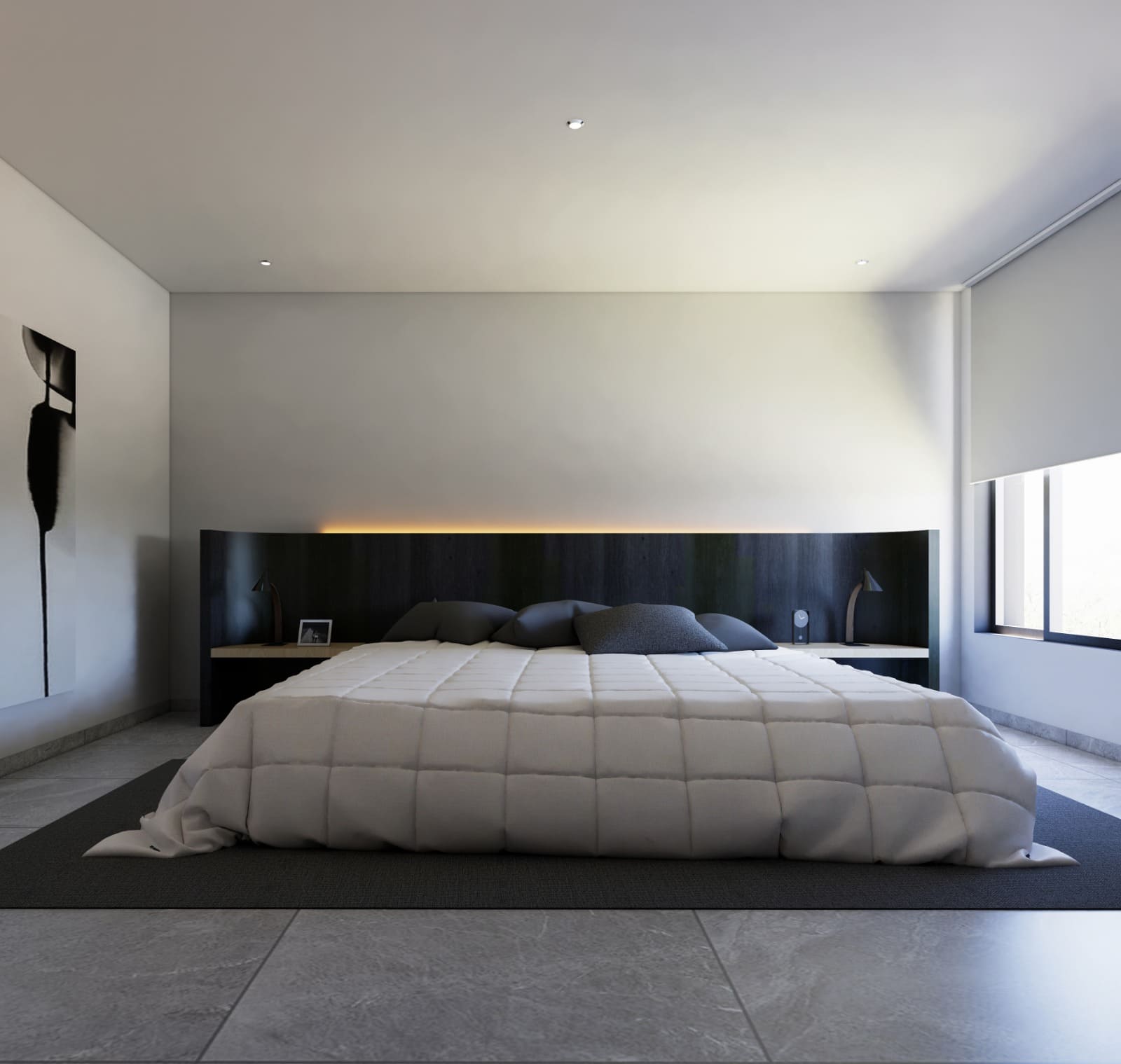 Recámara moderna y acogedora